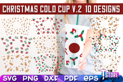 Christmas Cold Cup Bundle v.2 | Holidays Cold Cup | Christmas Gifts | Wrap Svg | SVG File SVG The T Store Design 