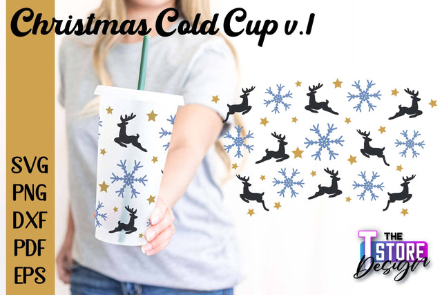 Christmas Cold Cup v.1 | Holidays Cold Cup | Christmas Gifts | Wrap Svg | SVG File SVG The T Store Design 