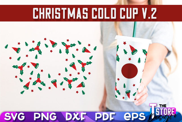 Christmas Cold Cup v.2 | Holidays Cold Cup | Christmas Gifts | Wrap Svg | SVG File SVG The T Store Design 