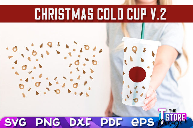 Christmas Cold Cup v.2 | Holidays Cold Cup | Christmas Gifts | Wrap Svg | SVG File SVG The T Store Design 
