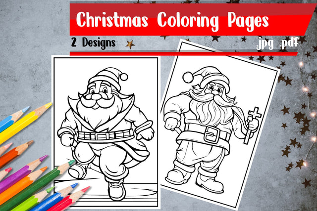Christmas Coloring Pages | Santa Claus Coloring Pages SVG zafrans studio 