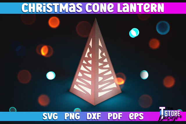 Christmas Cone Lantern | Christmas Light | Night Light | Christmas Tree | CNC File SVG The T Store Design 
