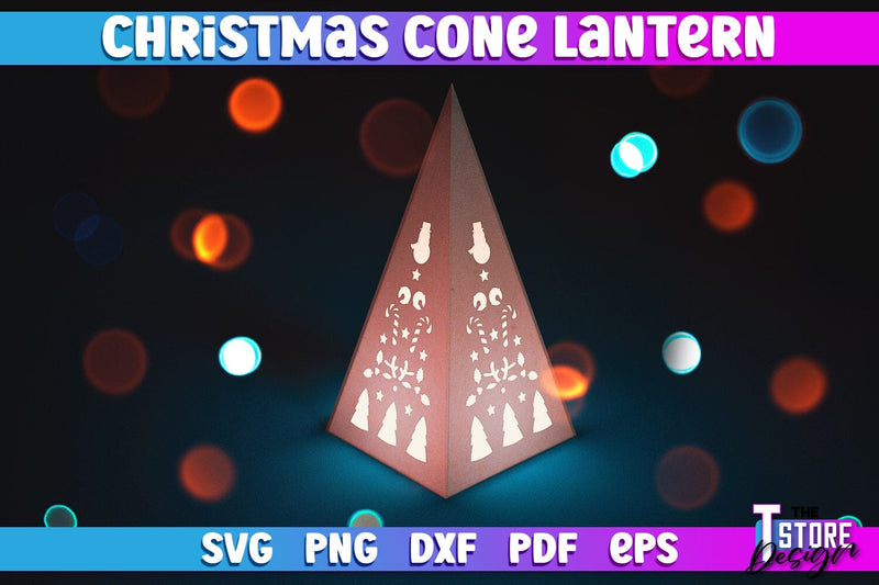Christmas Cone Lantern | Christmas Light | Night Light | Christmas Tree | CNC File SVG The T Store Design 