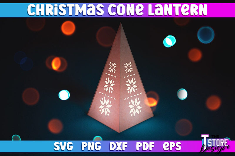 Christmas Cone Lantern | Christmas Light | Night Light | Christmas Tree | CNC File SVG The T Store Design 