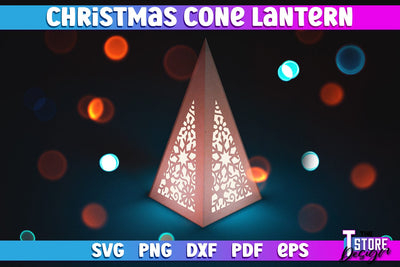 Christmas Cone Lantern | Christmas Light | Night Light | Christmas Tree | CNC File SVG The T Store Design 