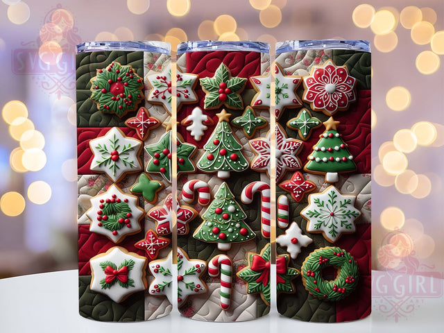 Christmas Cookie Quilt Tumbler, Cookie Quilt Pattern, Christmas Tumbler, 20Oz Wrap Design, Holiday Sublimation, Festive Cookie Art, Quilted Christmas Theme Sublimation SvggirlplusArt 