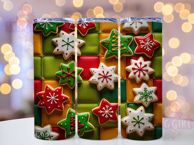 Christmas Cookie Quilt Tumbler, Cookie Quilt Pattern, Christmas Tumbler, 20Oz Wrap Design, Holiday Sublimation, Festive Cookie Art, Quilted Christmas Theme Sublimation SvggirlplusArt 