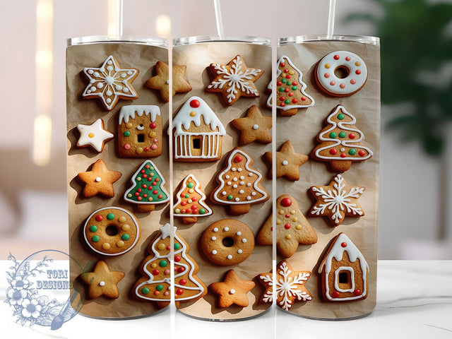 Christmas Cookie Seamless Tumbler, Seamless Gingerbread Design, Holiday Donut Sublimation Art, 20oz Festive Cookie Tumbler, Whimsical Christmas Treat Mug, Cute Holiday Tree Cup, Sweet Star Cookie Wrap Sublimation ToriDesigns 