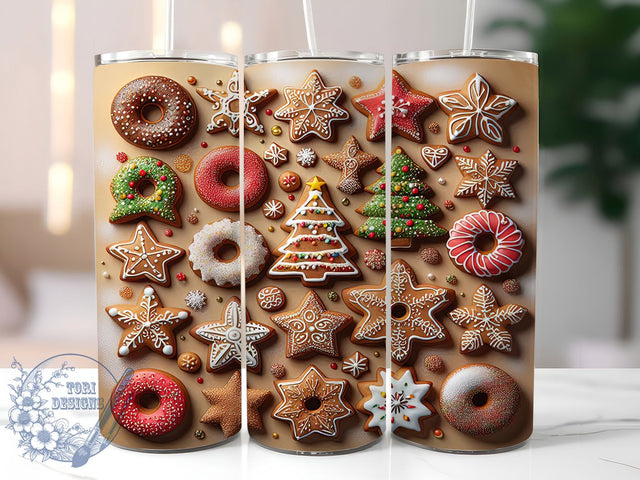 Christmas Cookie Seamless Tumbler, Seamless Gingerbread Design, Holiday Donut Sublimation Art, 20oz Festive Cookie Tumbler, Whimsical Christmas Treat Mug, Cute Holiday Tree Cup, Sweet Star Cookie Wrap Sublimation ToriDesigns 