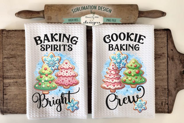 Christmas Cookies - Baking Kitchen Towel Sublimation PNG Sublimation Ewe-N-Me Designs 