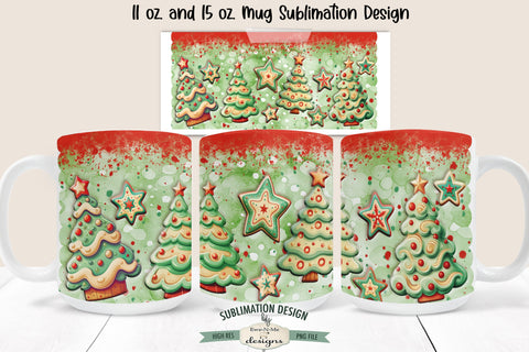 Christmas Cookies Green Red Sublimation Mug - 11 & 15 oz PNG Sublimation Ewe-N-Me Designs 