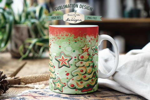 Christmas Cookies Green Red Sublimation Mug - 11 & 15 oz PNG Sublimation Ewe-N-Me Designs 