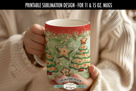 Christmas Cookies Green Red Sublimation Mug - 11 & 15 oz PNG Sublimation Ewe-N-Me Designs 