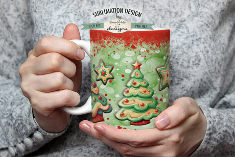 Christmas Cookies Green Red Sublimation Mug - 11 & 15 oz PNG Sublimation Ewe-N-Me Designs 