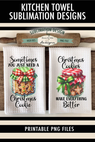 Christmas Cookies in Jars | Kitchen Towel Sublimation Designs Sublimation Ewe-N-Me Designs 