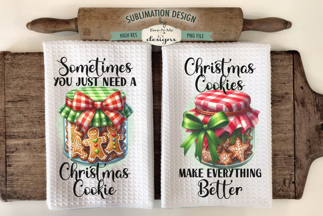 Christmas Cookies in Jars | Kitchen Towel Sublimation Designs Sublimation Ewe-N-Me Designs 