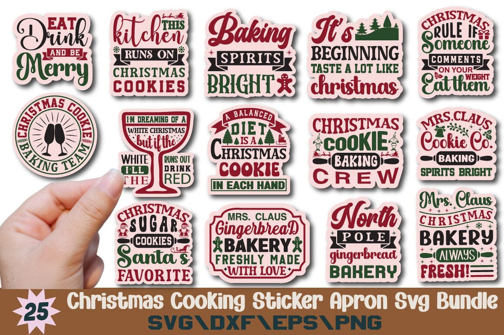 Kitchen Apron Sticker Christmas Cooking Sticker Apron Svg Bundle - So Fontsy