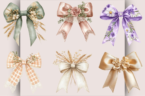 Christmas Coquette Bow Clipart PNG Bundle. Sublimation SVGArt 