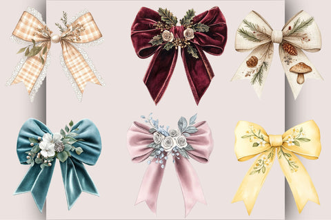 Christmas Coquette Bow Clipart PNG Sublimation SVGArt 