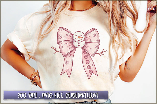 Christmas Coquette Bow Snowman Bow Sublimation Sublimation Shetara Begum 