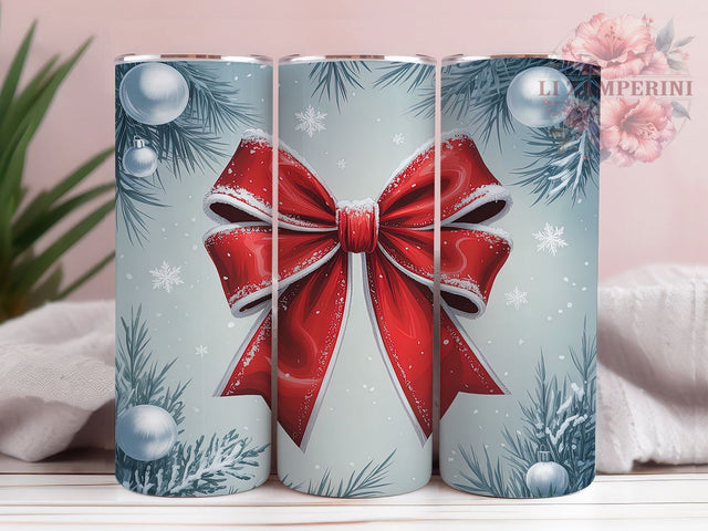 Christmas Coquette Bow Tumbler, Festive Holidays Sublimation Design, Coquette Bow Cup Art, 20oz Xmas Tumbler, Whimsical Bow Mug, Stylish Christmas Cup, Cozy Holiday Wrap Sublimation Li Zamperini 