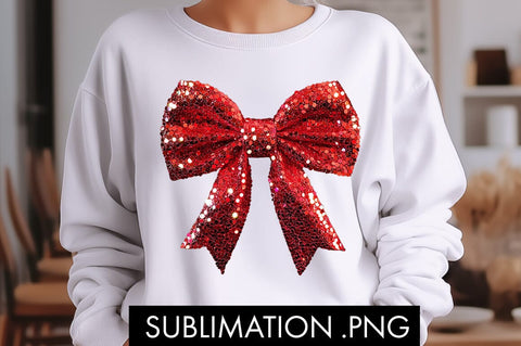 Christmas Coquette Glitter Sequence Bow PNG Sublimation Sublimation Freeling Design House 