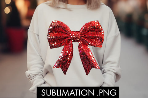 Christmas Coquette Glitter Sequence Bow PNG Sublimation Sublimation Freeling Design House 