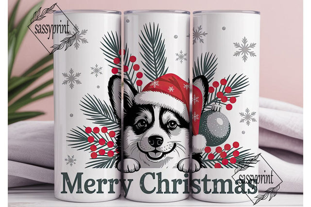 Christmas Corgi 20oz Tumbler Wrap Sublimation sassyprint 