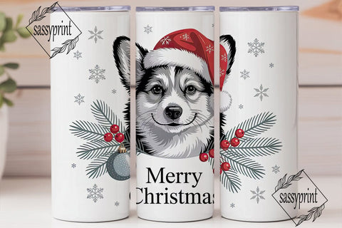 Christmas Corgi 20oz Tumbler Wrap Sublimation sassyprint 