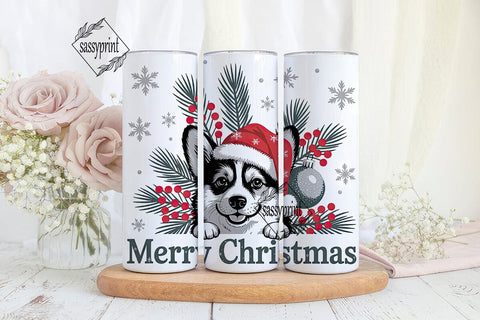 Christmas Corgi 20oz Tumbler Wrap Sublimation sassyprint 