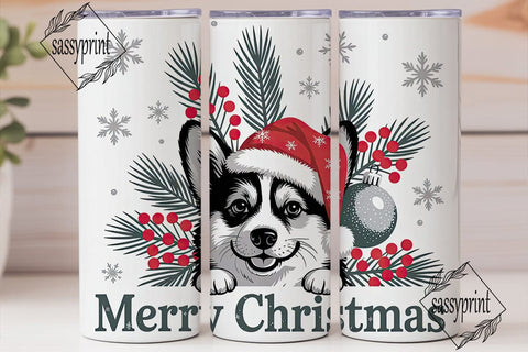 Christmas Corgi 20oz Tumbler Wrap Sublimation sassyprint 