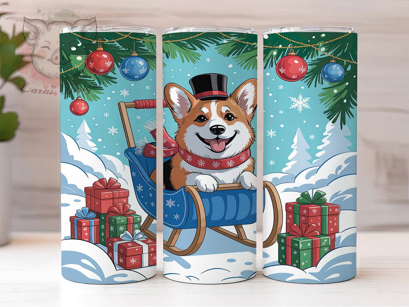 Christmas Corgi Holiday Tumbler, Holiday Dog Wrap, Corgi Sublimation Design, 20oz Corgi Tumbler, Festive Puppy Art, Winter Corgi Mug, Whimsical Holiday Cup Sublimation Lara' s Designs 