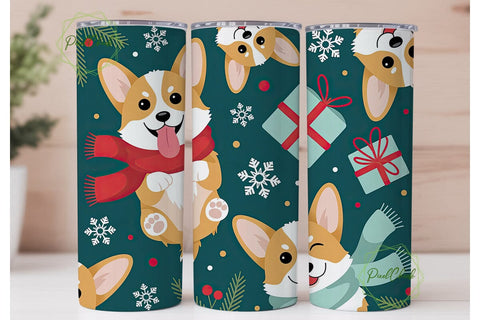 Christmas Corgi Winter Scene Tumbler Sublimation PixelChick 