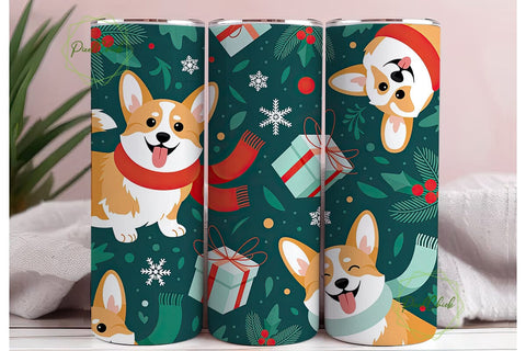 Christmas Corgi Winter Scene Tumbler Sublimation PixelChick 
