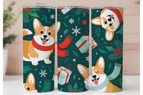 Christmas Corgi Winter Scene Tumbler Sublimation PixelChick 