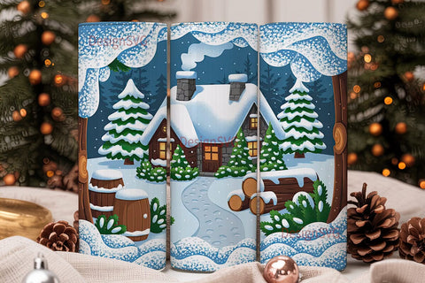 Christmas Cottage 20oz Tumbler Wrap Sublimation DesignSVG 