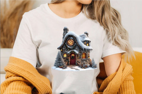 Christmas Cottage Village Clipart Bundle Sublimation SVGArt 
