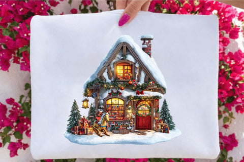 Christmas Cottage Village Clipart Bundle Sublimation SVGArt 