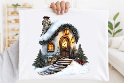 Christmas Cottage Village Clipart Bundle Sublimation SVGArt 