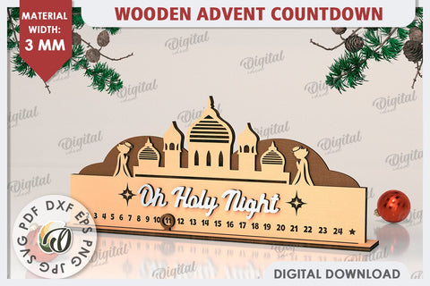 Christmas Countdown Advent Calendar Laser Cut. Calendar SVG SVG Evgenyia Guschina 