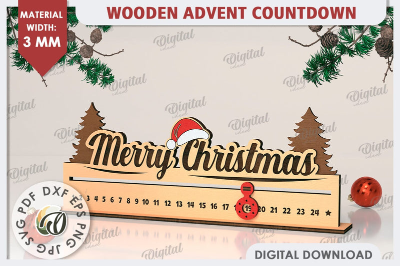 Christmas Countdown Advent Calendar Laser Cut. Calendar SVG SVG Evgenyia Guschina 