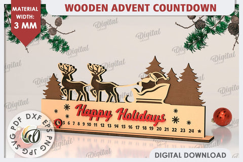 Christmas Countdown Advent Calendar Laser Cut. Calendar SVG SVG Evgenyia Guschina 