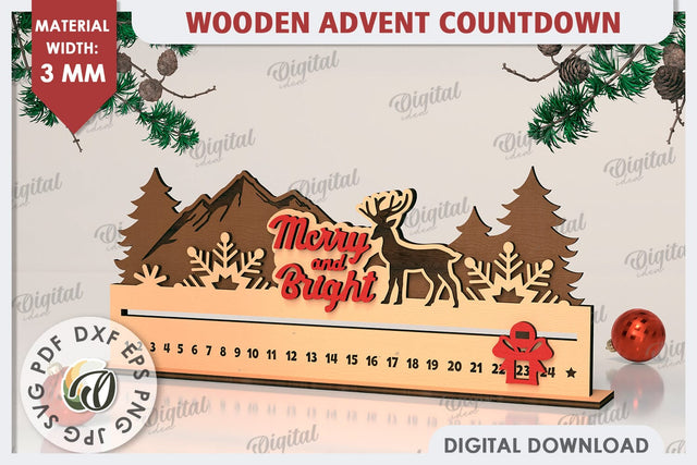 Christmas Countdown Advent Calendar Laser Cut. Calendar SVG SVG Evgenyia Guschina 