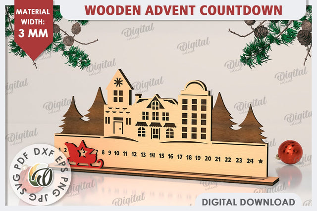 Christmas Countdown Advent Calendar Laser Cut. Calendar SVG SVG Evgenyia Guschina 