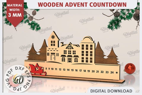 Christmas Countdown Advent Calendar Laser Cut. Calendar SVG SVG Evgenyia Guschina 