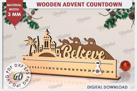 Christmas Countdown Advent Calendar Laser Cut. Nativity SVG SVG Evgenyia Guschina 