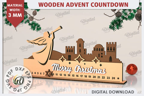 Christmas Countdown Advent Calendar Laser Cut. Nativity SVG SVG Evgenyia Guschina 