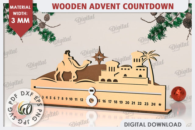 Christmas Countdown Advent Calendar Laser Cut. Nativity SVG SVG Evgenyia Guschina 