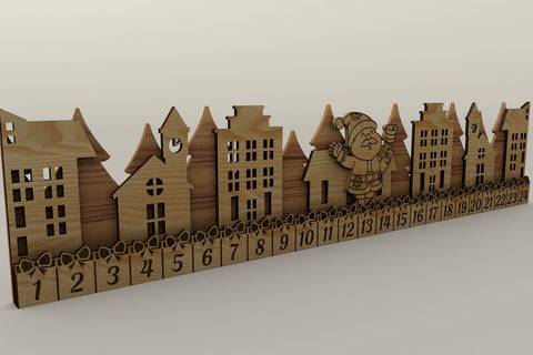 Christmas Countdown Advent Calendar Wood Cut Template SVG LaserCutano 