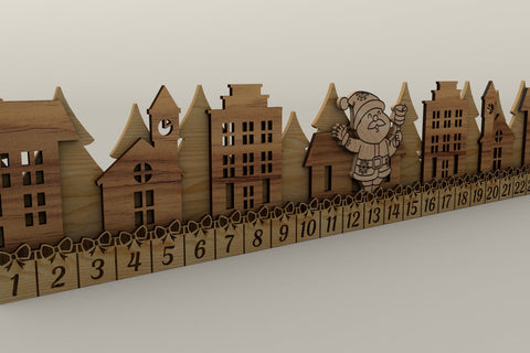 Christmas Countdown Advent Calendar Wood Cut Template SVG LaserCutano 